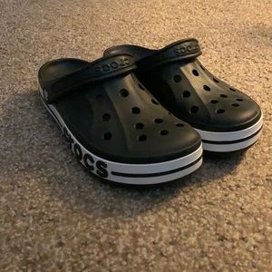 Black and white crocs clogs